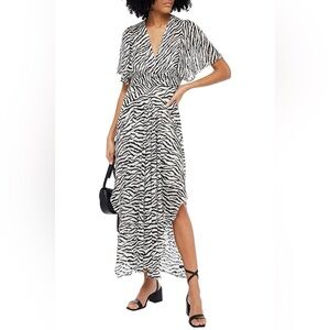 Maje Black and White Asymmetrical Zebra Dress